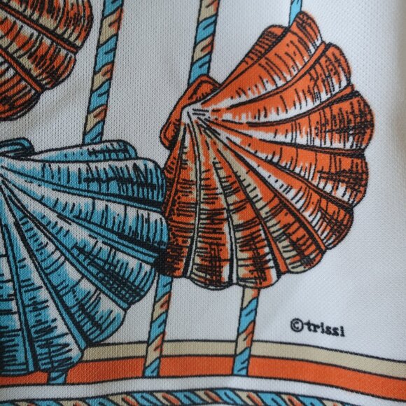 Trissi doubleknit polyester shells clams vacation vacay top S SM Small Medium M - Picture 4 of 16